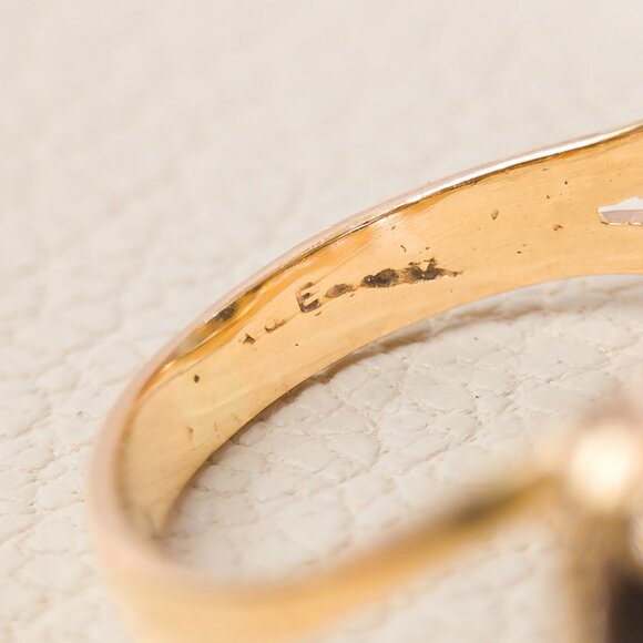 14K Gold 5-Stone Black Coral Ring – Marquise Cabochons, Size 5¼ - Picture 10 of 16